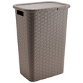 Homeware Wäschekorb , 8500 , Braun , Kunststoff , 33x60x44 cm , matt , Tragegriffe, Deckel , 0069660021