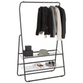 Carryhome Kleiderständer in schwarz , Meik , Metall , 93x159x47 cm , pulverbeschichtet , Schuhablage , 007584000301