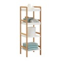 Xora Badezimmerregal 36/110/33 cm , Theo , Naturfarben, weiss , Holz, Holzwerkstoff , Bambus , massiv , 36x110x33 cm , matt, lackiert,Echtholz, Nachbildung , 007968000102