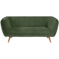 VEGA Sofa Kelso Cord, 3-Sitzer; 183x88x76 cm (BxTxH); Sitz grün, Gestell buche