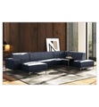 Florenzzi, Florenzzi - Panorama-Sofa mit Linkssseitiger Recamiere Allegra - Marinblau und Silber