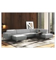 Florenzzi, Florenzzi - Panorama-Sofa mit Linkssseitiger Recamiere Allegra - Grau und Silber