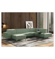 Florenzzi, Florenzzi - Panorama-Sofa mit Linkssseitiger Recamiere Allegra - Türkis und Silber