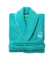 Benetton - Bademantel M/L 360 g 100% Baumwolle Hellblau Regenbogen