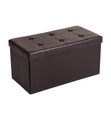 Songmics - Sitzhocker Sitzbank mit Stauraum Faltbar 2-Sitzer belastbar bis 300 kg Kunstleder Braun 76 x 38 x 38 cm LSF40Z