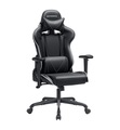 SONGMICS, Songmics - Gaming Chair Computerstuhl mit hoher Rückenlehne Rennstuhl Gepolsterte Sitzkopfstütze und Lendenkissen Verstellbare Bürostudie Schwarz RCG47BK