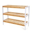 Songmics - Schuhregal aus Bambus, Badregal mit 3 Ebenen, Schuhschrank, Schuhständer, 70 x 55 x 26 cm (B x H x T), weiß und naturfarben, LBS03H