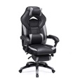 Songmics - Gamingstuhl, Bürostuhl mit Fußstütze, Schreibtischstuhl, ergonomisches Design, verstellbare Kopfstütze, Lendenstütze, bis zu 150 kg belastbar, Schwarz-Grau, OBG77BG