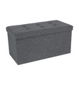 Songmics - Faltbarer Sitzhocker, Sitzbank belastbar bis 300 kg Leinen Dunkelgrau 76 x 38 x 38 cm LSF47K