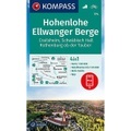 KOMPASS Wanderkarte Hohenlohe, Ellwanger Berge, Crailsheim, Schwäbisch Hall, Rothenburg ob der Tauber - 4in1 Wanderkarte 1:50000 mit Aktiv Guide und Detailkarten inklusive Karte zur offline Verwendung in der KOMPASS-App. Fahrradfahren.